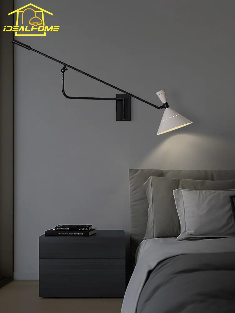 Afralia™ Swing Arm LED Wall Lamp Adjustable Designer Art Decor Living Room