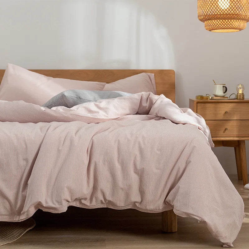 Afralia™ Luxury Cotton Bedding Sets: Soft & Breathable Striped Home Textile Collection