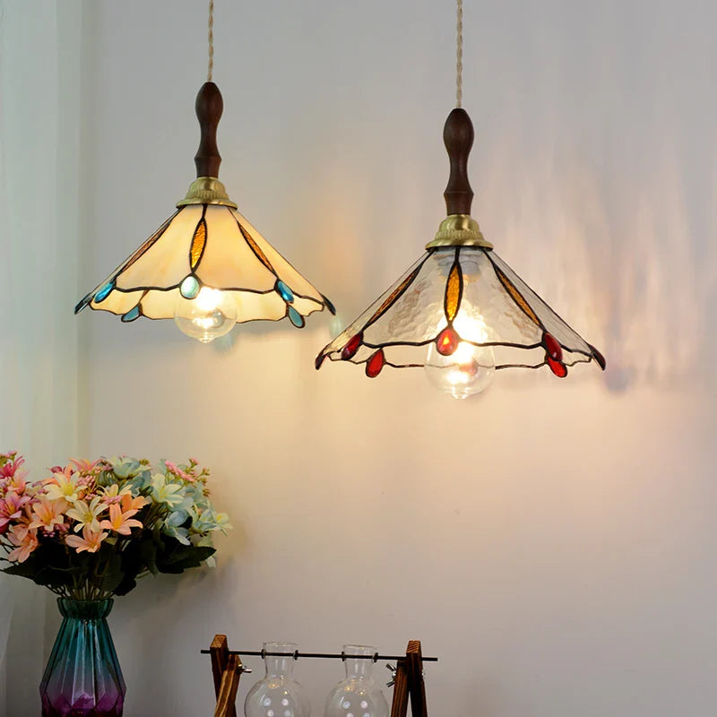 Afralia™ Pink Glass LED Pendant Lights Copper Modern Hanging Lamp Home Decor