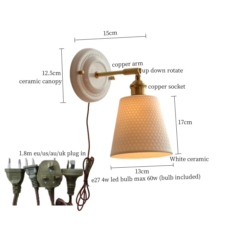 Afralia™ Striped Ceramic LED Wall Sconce: Modern Nordic Interior Light
