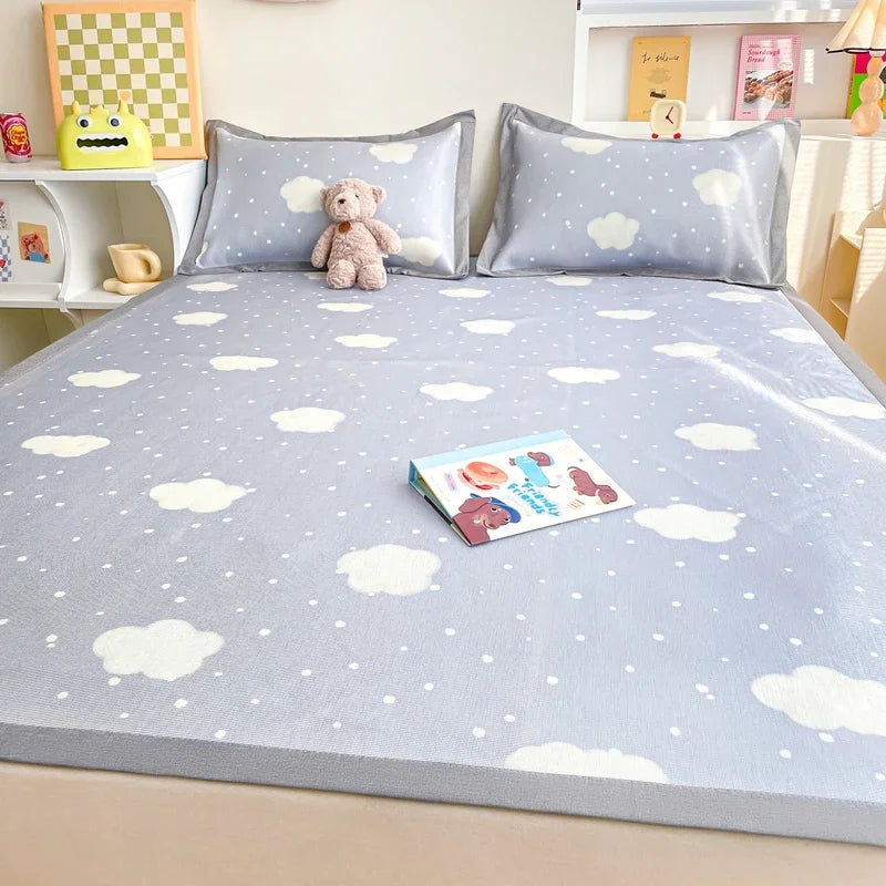Afralia™ Luxury Ice Silk Cooling Mat & Pillowcase Set for Queen Bed