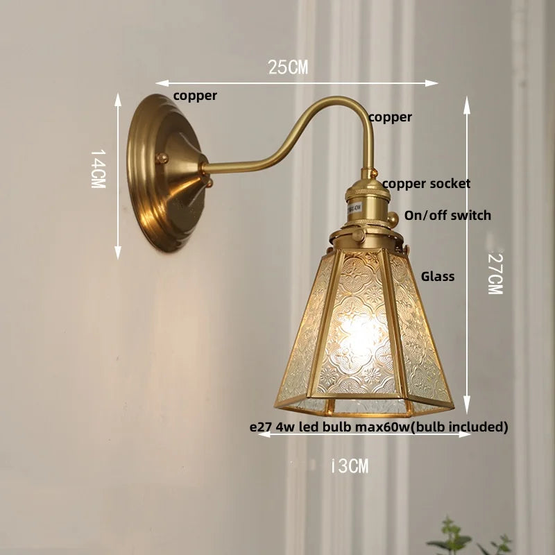 Afralia™ Vintage Blue Flower Glass Wall Sconce LED Lamp Fixture for Dining Study Room