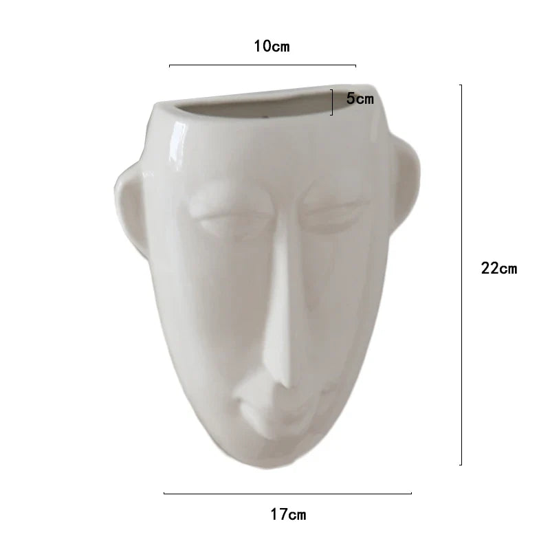 Afralia™ Abstract Human Face Ceramic Vase Plant Pot Room Decoration