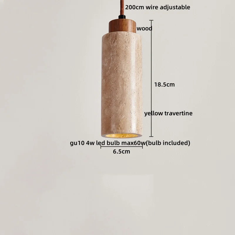 Afralia™ LED Hanging Lamp: Yellow Travertine Japanese Style Pendant Light for Home Decoration