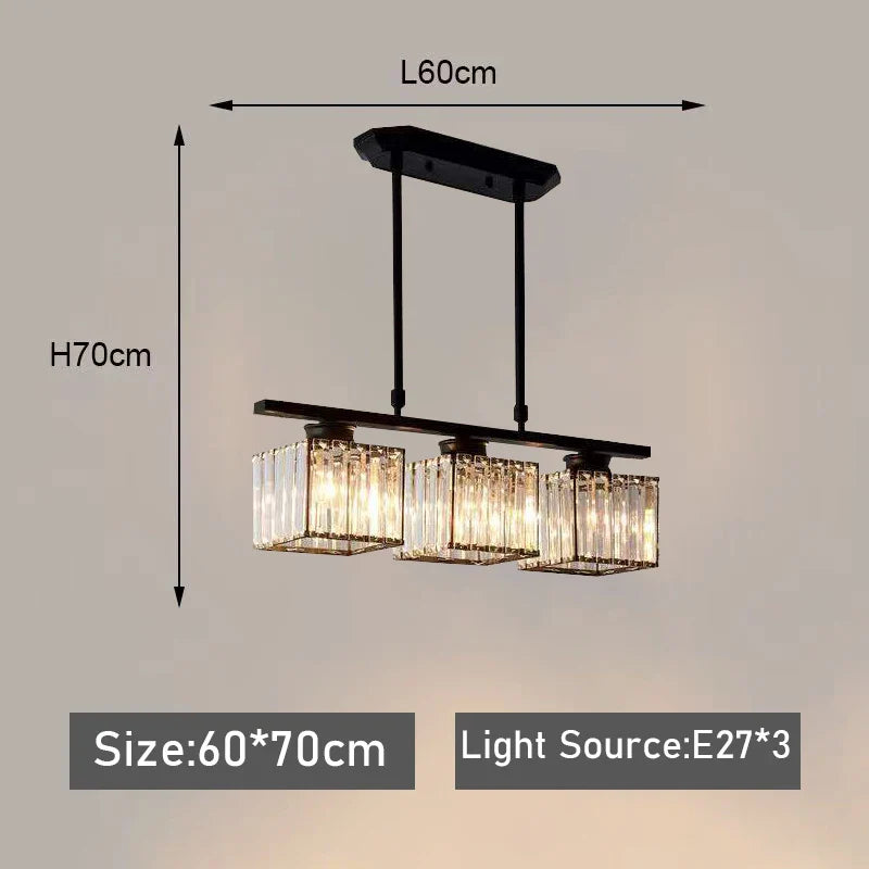 Afralia™ Nordic Modern Crystal Chandelier Three-Head Hanging Light for Living Room