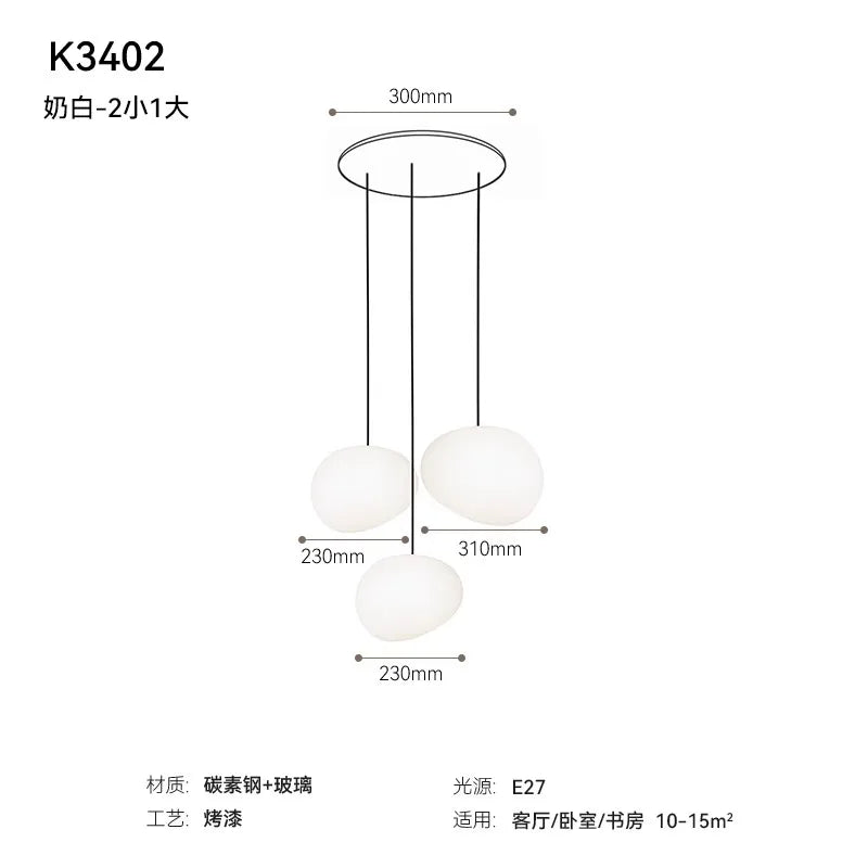 Afralia™ Glass Pebble Pendant Lights LED E27 Minimalist Design for Restaurant, Living Room, Bedroom