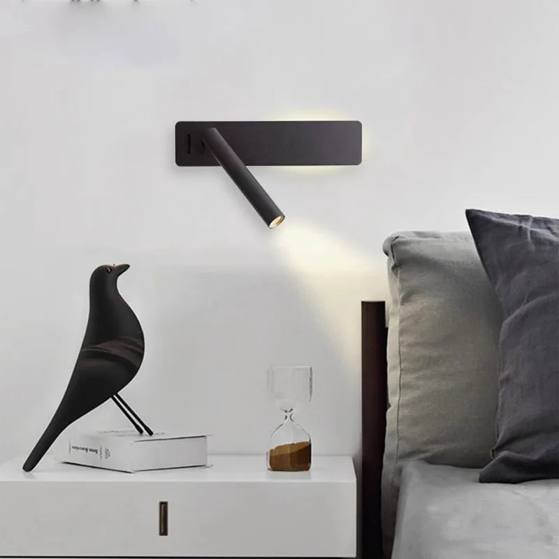 Afralia™ LED Wall Lamp Spotlight Switch Modern Bedroom Reading Light