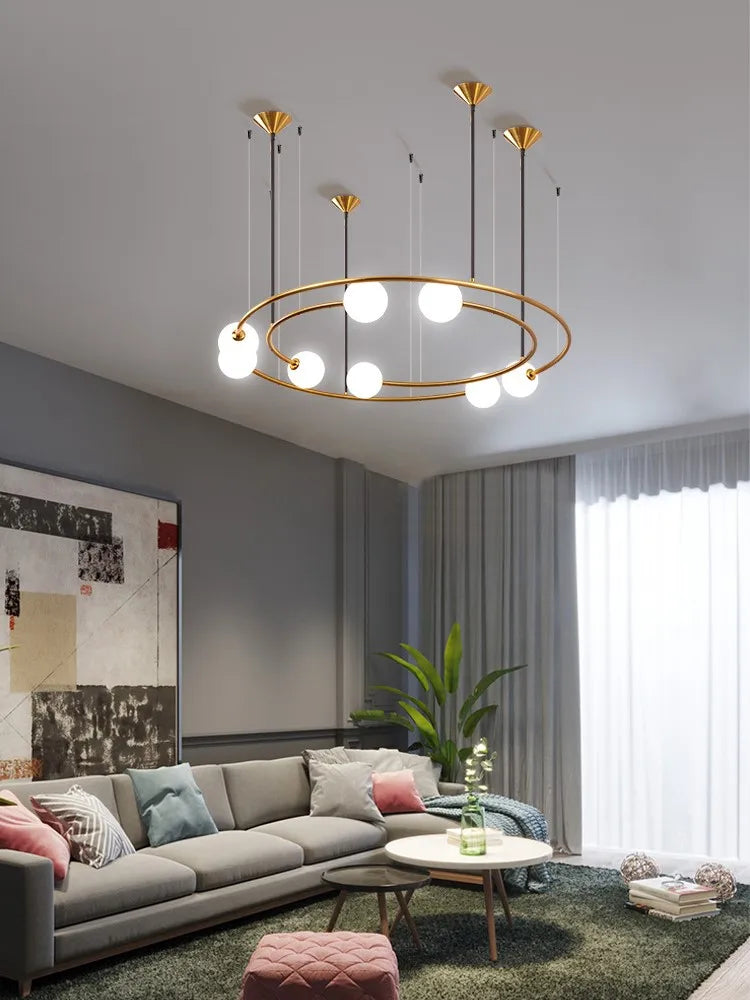 Afralia™ Glass Ball LED Pendant Chandelier for Modern Living Room Decor