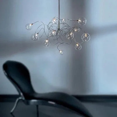 Afralia™ Nordic Silver Chandeliers Smoky Grey Glass Modern LED Kitchen Cafe Lighting