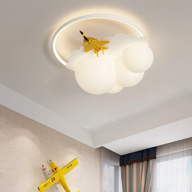 Afralia™ Kids Cloud Airplane Chandelier Ceiling Light for Children's Bedroom