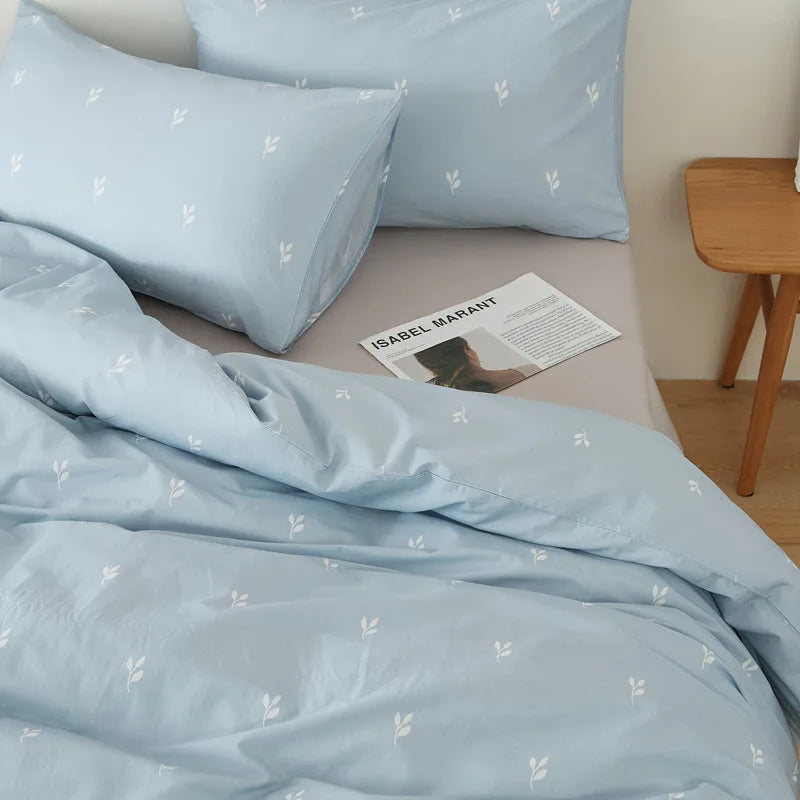 Afralia™ Nordic Cotton Solid Bedding Set Single Queen Size Quilt Set Luxurious & Skin-Friendly