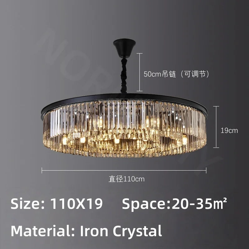 Afralia™ Crystal Pendant Light: Black Rectangular Dining Room Fixture, American Style Retro Design