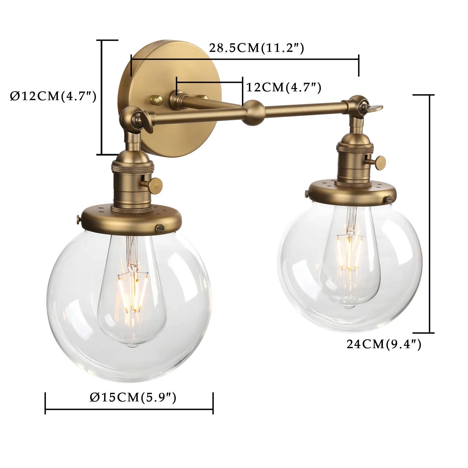 Afralia™ Double Ball Heads Globe Glass Wall Sconce, Modern Vintage Indoor Lighting