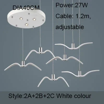 Afralia™ Seagull Resin LED Chandelier for Living Dining Room - Suspension Ceiling Light