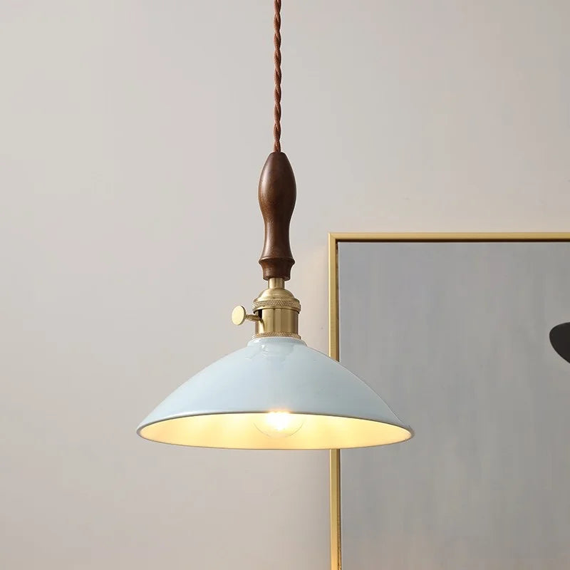 Afralia™ Nordic LED Pendant Light Walnut Wood Dining Room Bar Hang Lamp