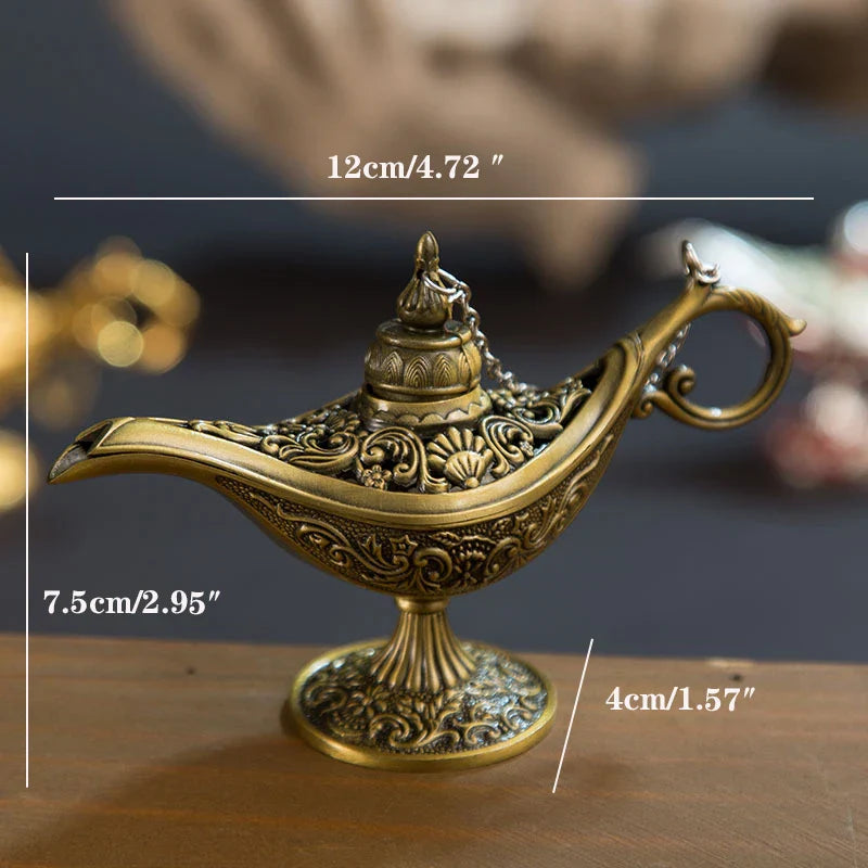 Afralia™ Vintage Aladdin Genie Lamp Incense Burner Retro Home Decor Gift