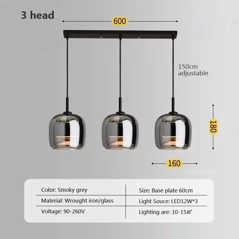 Afralia™ Nordic Glass LED Ceiling Chandelier: Restaurant & Home Decor Lighting Fixtures