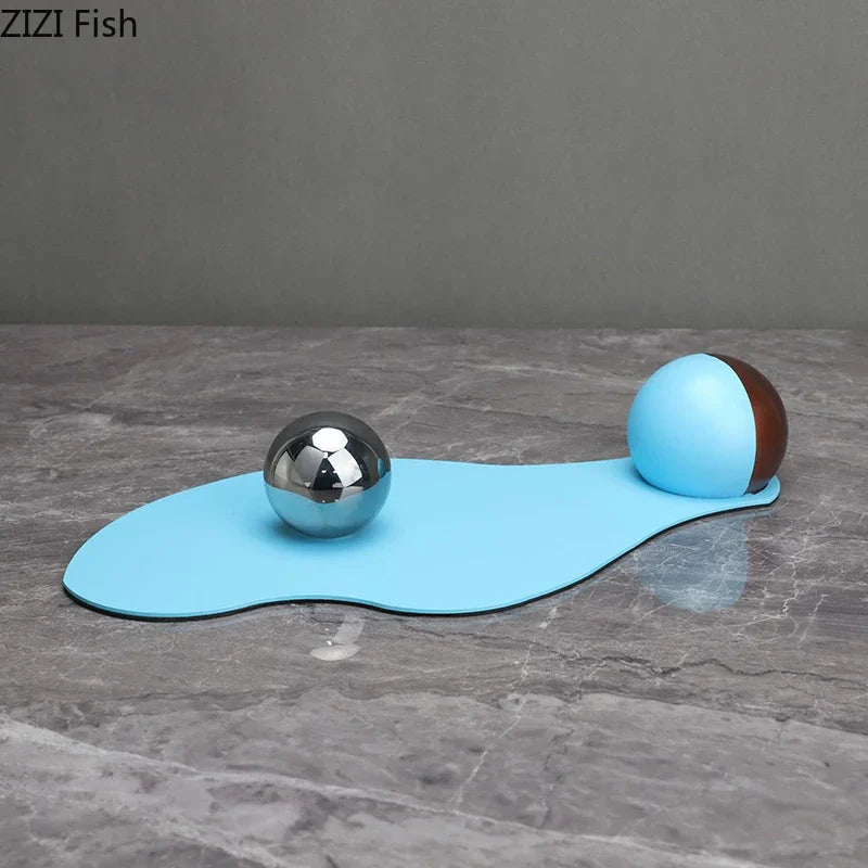 Afralia™ Blue Liquid Ornaments Abstract Crafts Desk Sculpture Room Decoration