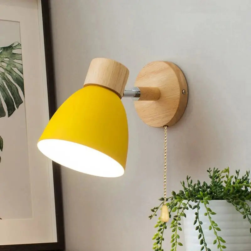 Nordic Wood Wall Lamp E27 Iron Macaron for Living Room Bedroom LED Home Decor Afralia™