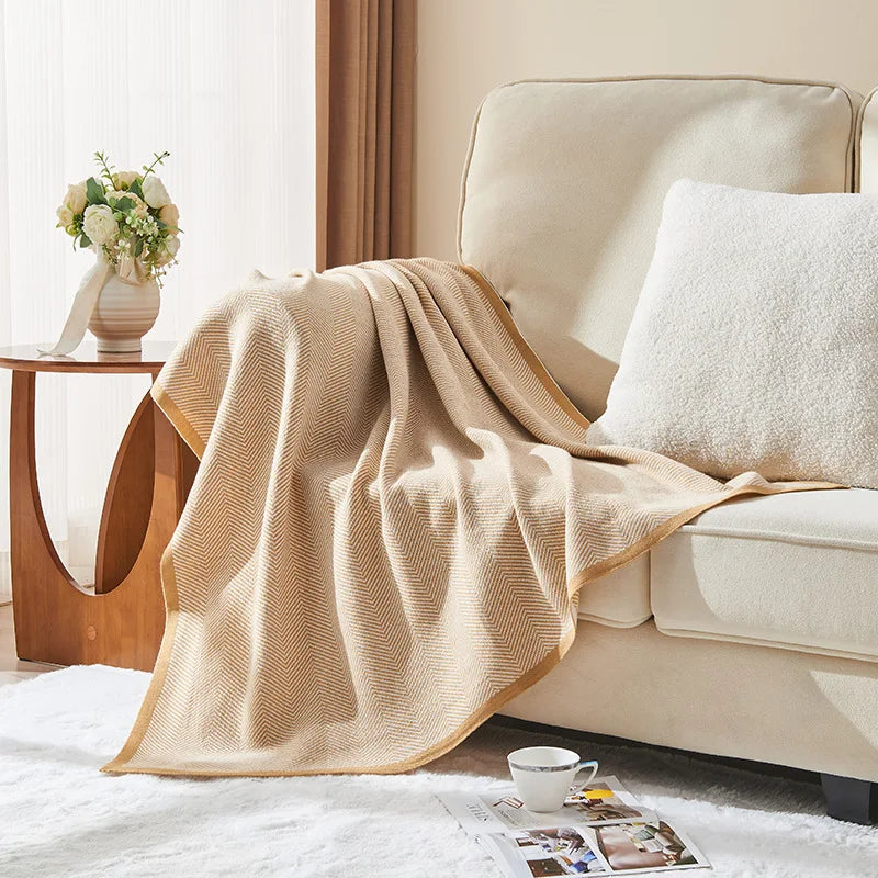 Afralia™ Herringbone Knit Blanket: High-Quality Sophisticated Sofa Throw for All Seasons