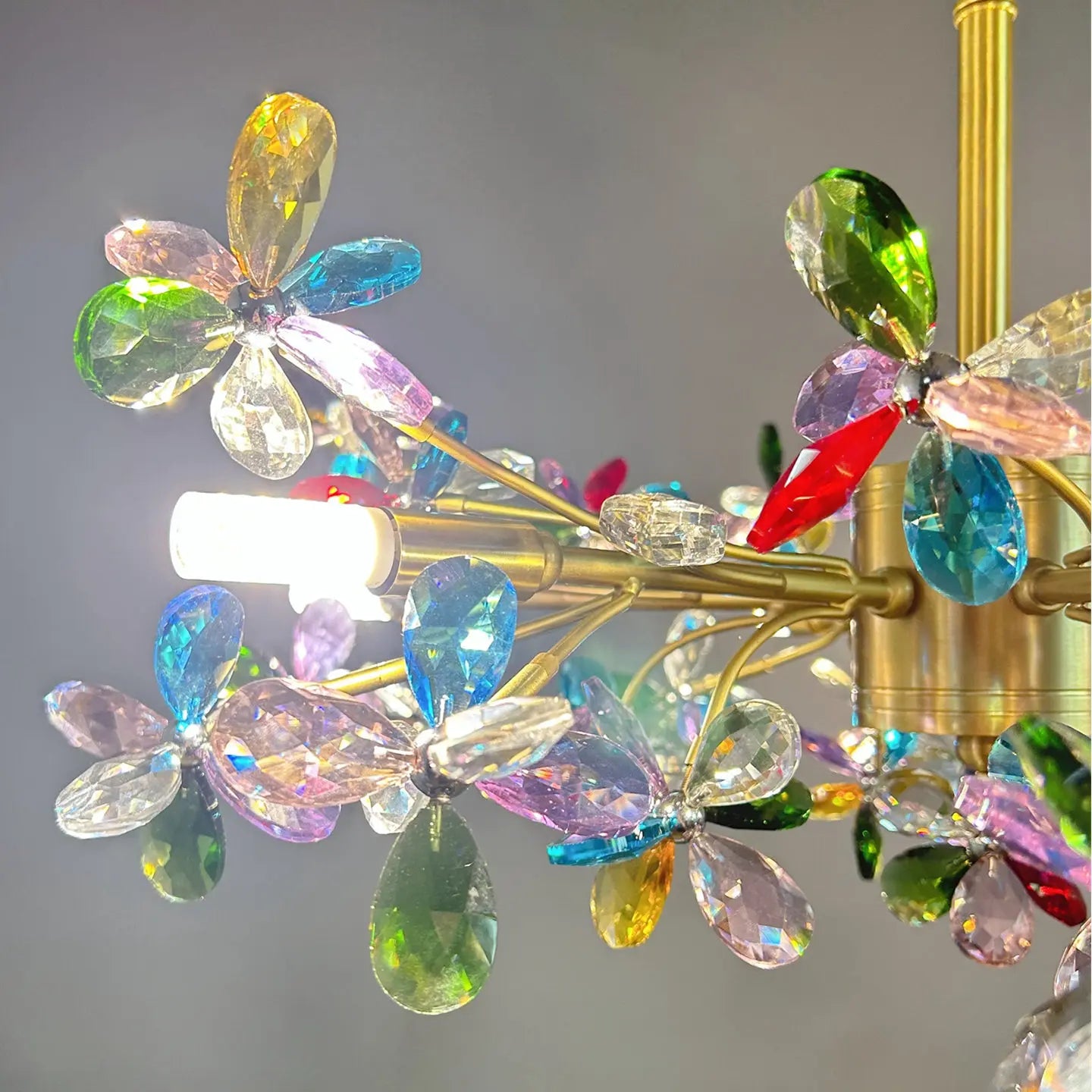Afralia™ Crystal Flower Pendant Ceiling Light for Romantic Living Room