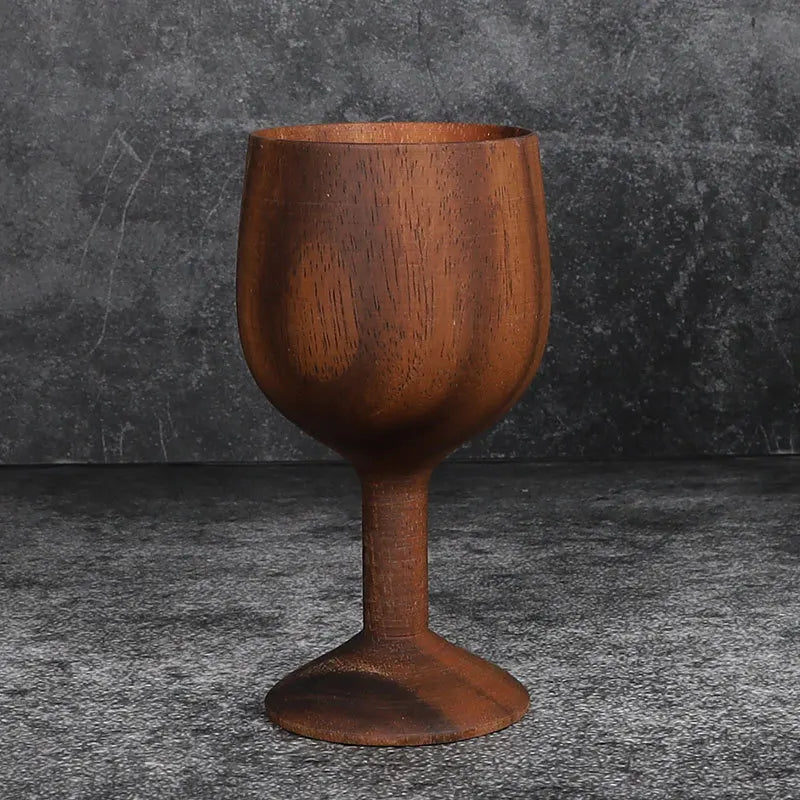 Afralia™ Natural Red Spruce/Jujube Wood Goblet Cup - Classical Wooden Wine Glass