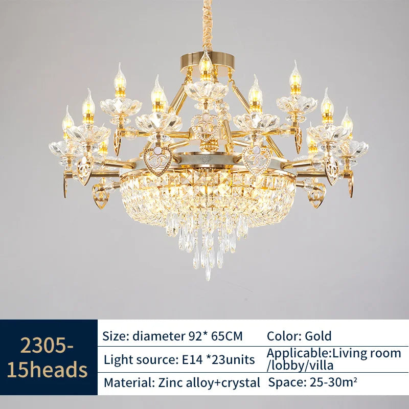 Afralia™ European Luxury Crystal Chandelier for Living Room, Duplex Building Lamps