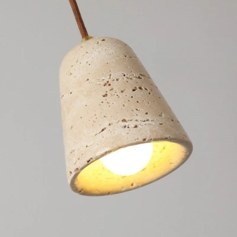 Afralia™ Yellow Travertine LED Pendant Light for Home Decor, Bedroom, Cafe, Dining, Living Room