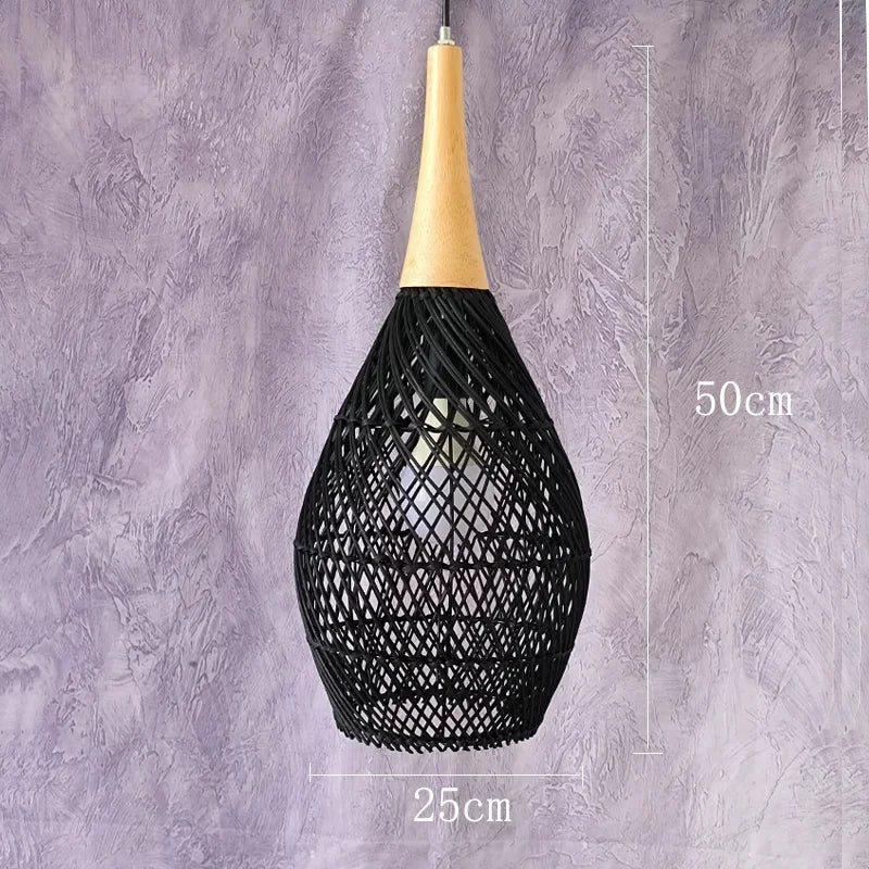 Afralia™ Vintage Rattan Pendant Lamps: Japanese Wabi Sabi Style for Kitchen, Dining Room