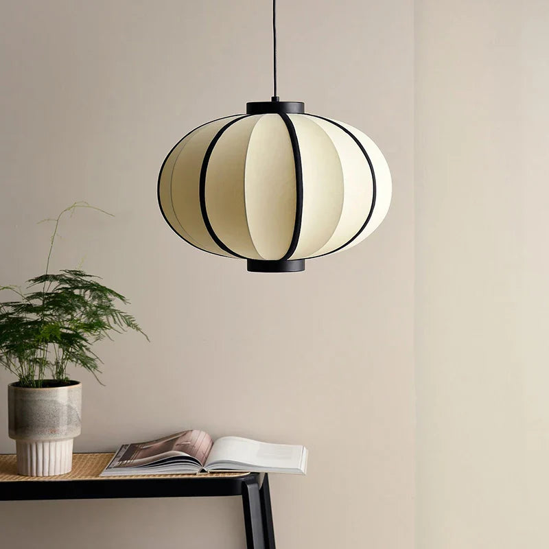 Afralia™ Fabric Lantern Chandelier Pendant Lights for Nordic Minimalist Decor