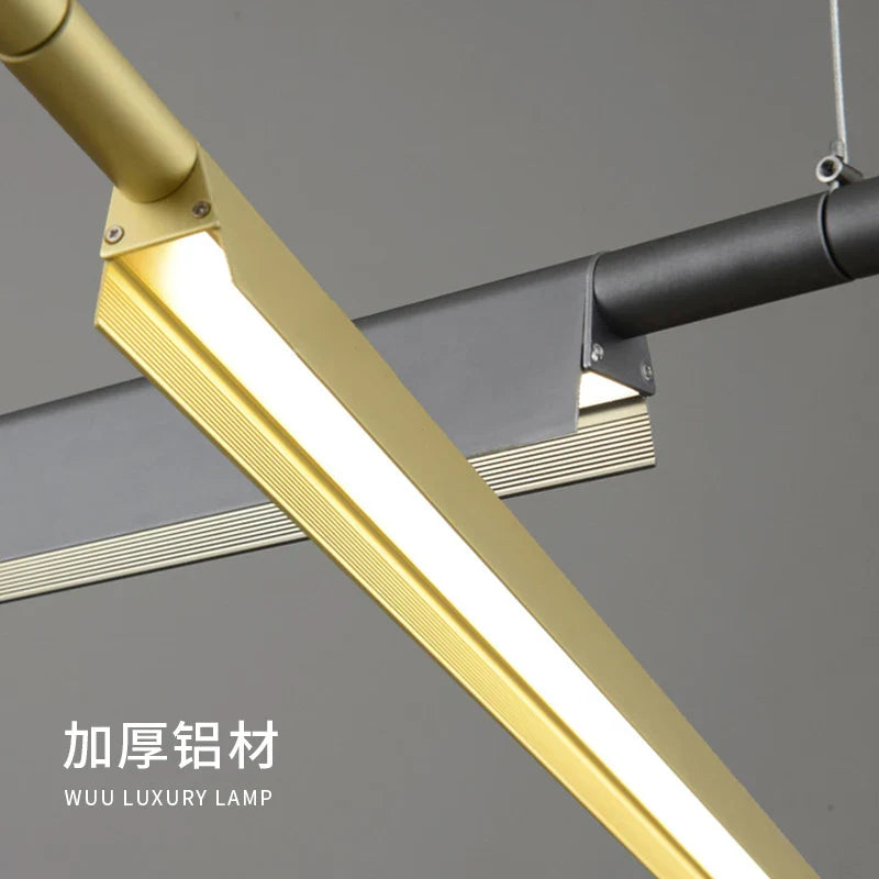Afralia™ Scandinavian Linear LED Pendant Lamp for Living Room Office Restaurant Dining Table