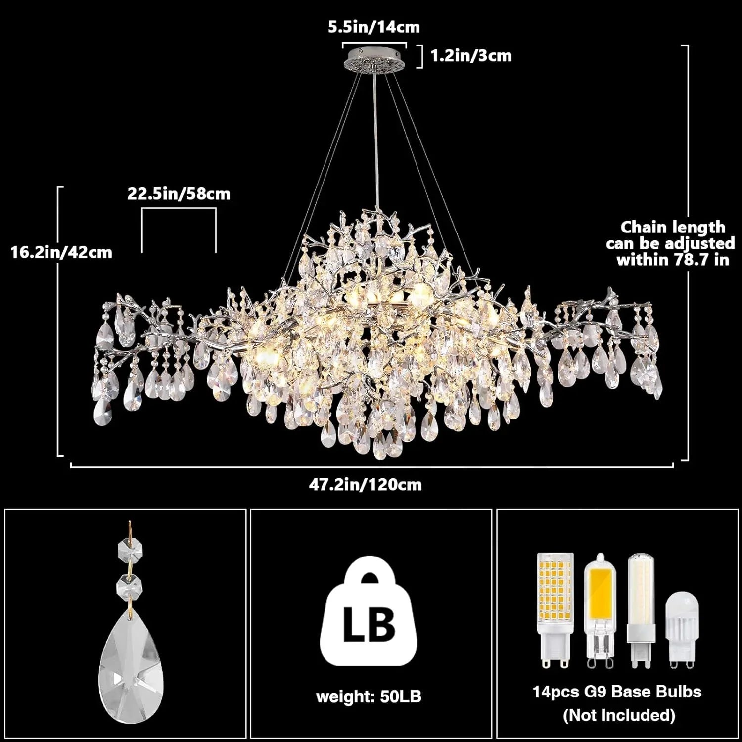 Afralia™ Modern Crystal Branch Chandelier for Living Room and Dining Room
