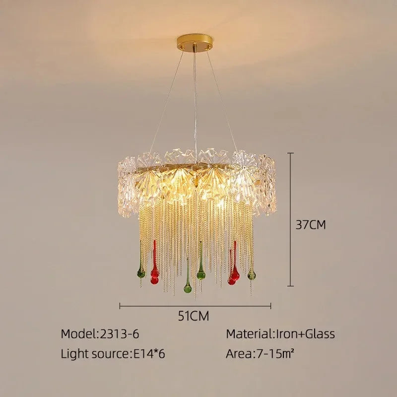 Afralia™ Water Drop Crystal Tassel Chandelier LED Pendant Light Luxe Fixture