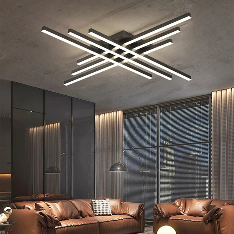 Afralia™ Modern Line Ceiling Lamp LED Chandelier Kitchen Bedroom Strip Lights Fixtures
