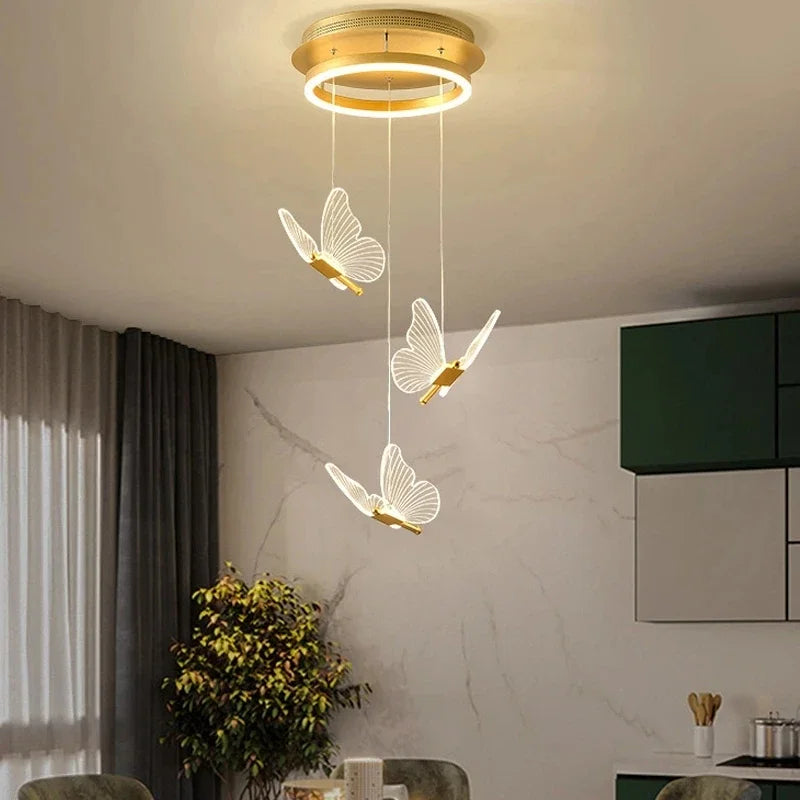 Afralia™ LED Chandelier: Modern Butterfly Design, Acrylic, Exhibition Hall, Staircase, Bedroom Night Lamp Lighting Fixtures