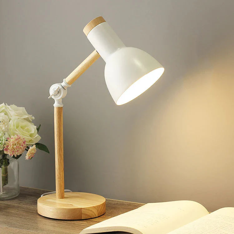 Afralia™ Nordic Wooden Art Iron LED Desk Lamp for Home Decor & Reading