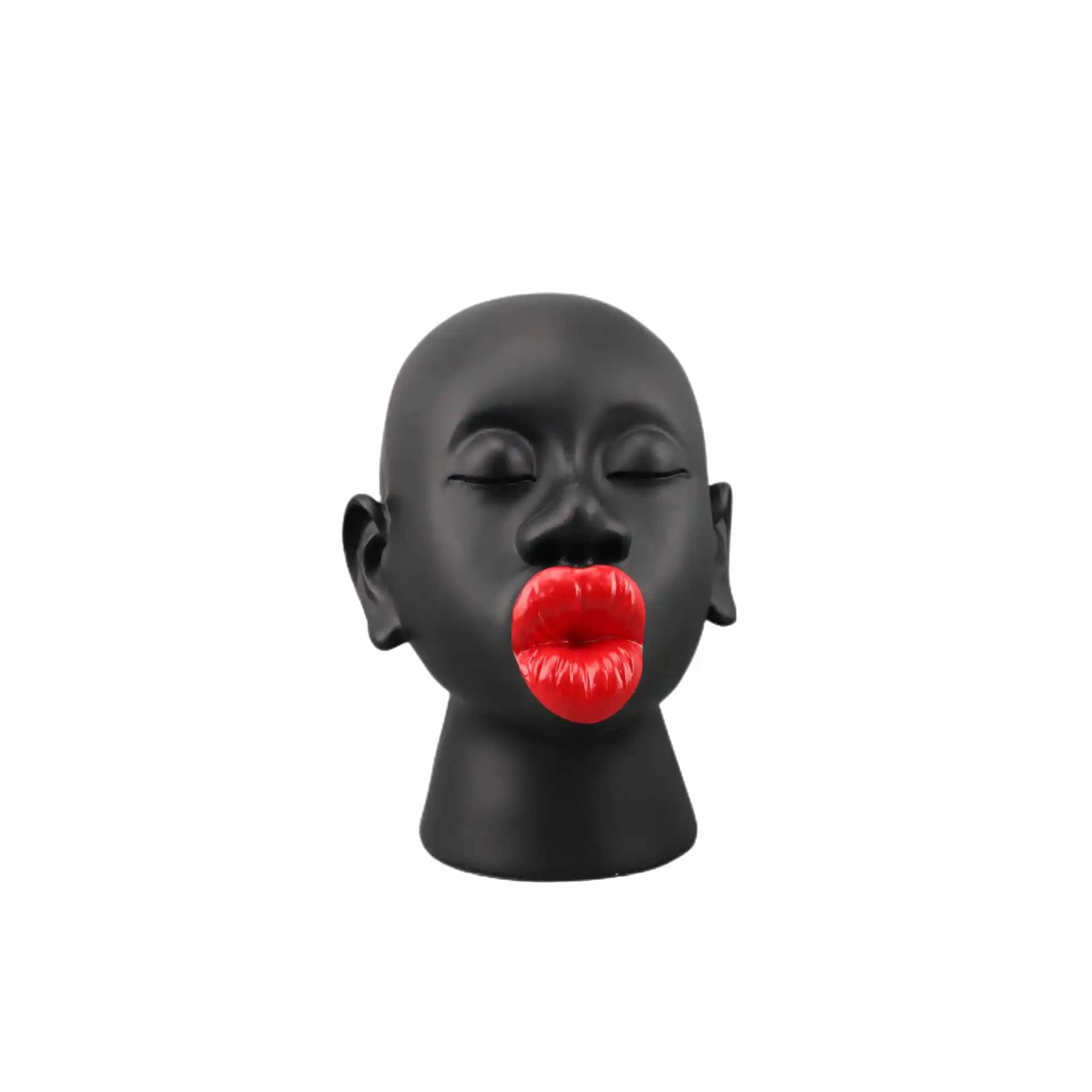 Afralia™ Red Lip Head Abstract Cartoon Funny Negro Statue - Home Decor Figurine