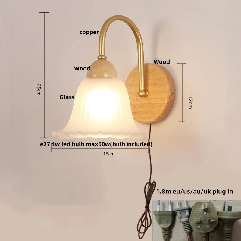 Afralia™ Nordic Glass LED Wall Sconce with Pull Chain Switch for Home Decor