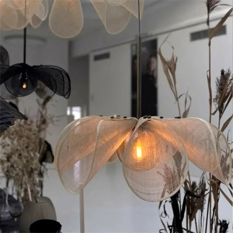 Afralia™ Rattan Chandelier French Fabric Ceiling Pendant, Vintage Style for Restaurant, Bedroom, Living Room