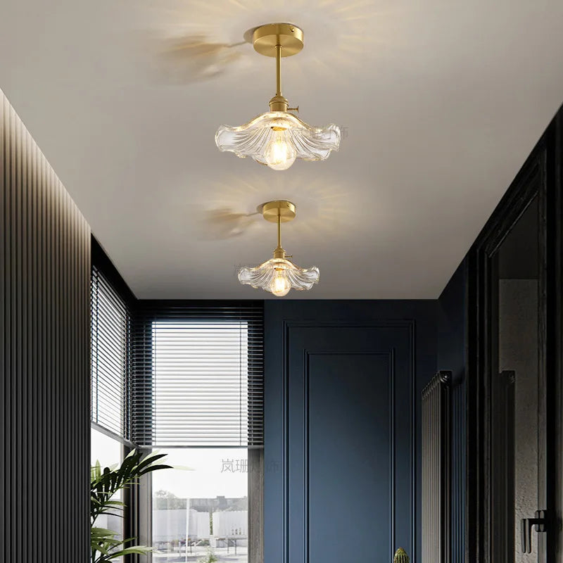 Afralia™ Glass Ceiling Lamp for Bedroom Porch Entryway Hallway Interior Decor