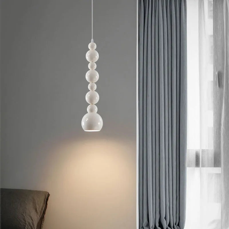 Afralia™ White Metal Pendant Lights: Bedroom Dining Room Indoor Lamp, E14 Bulb, Art Deco.