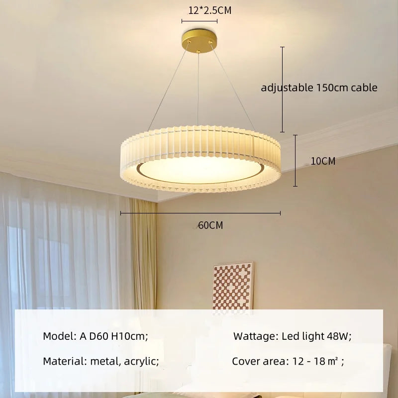 Afralia™ Nordic Fabric LED Chandelier Minimalism Pendant Light for Bedroom Dining Room