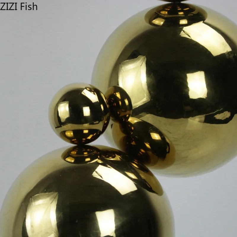 Afralia™ Golden Balls Geometric Metal Sculpture Room Desk Decoration Ornaments