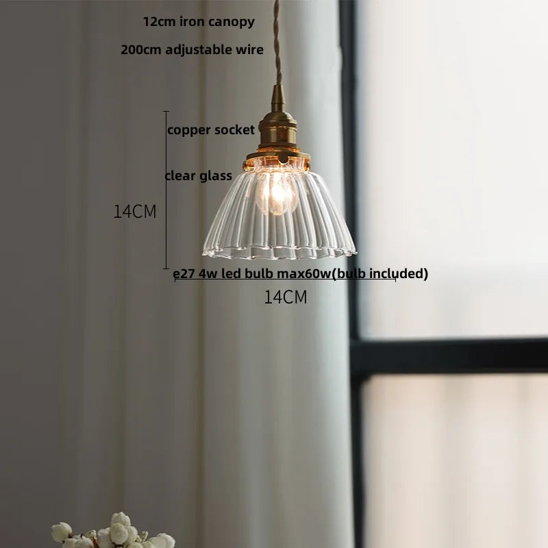 Afralia™ Clear Glass Copper LED Pendant Lamp for Home Decor and Lighting