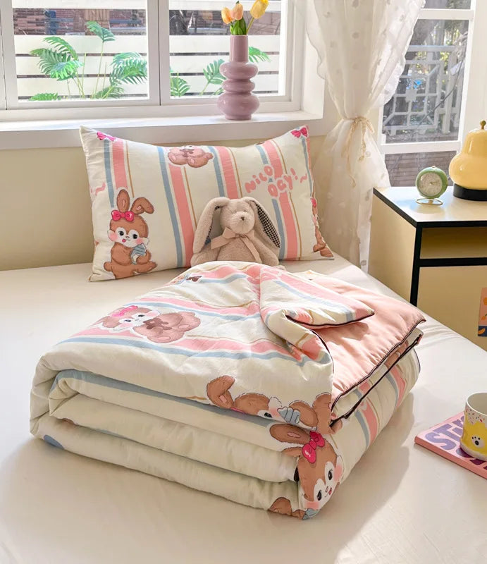 Afralia™ Cartoon Printed Summer Lightweight Cooling Blanket for Kids and Students.