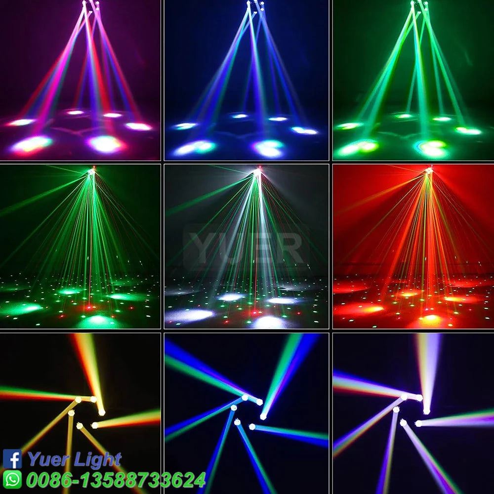 Afralia™ 6-Head Moving Beam Light with RG Laser Strobe, DMX Stage & RGB Rotation for Disco
