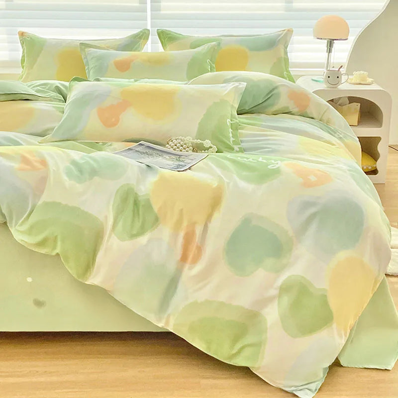 Afralia™ Aloe Cotton Printed Bed Sets 4Pcs Soft Cozy Bedding Set for Adults