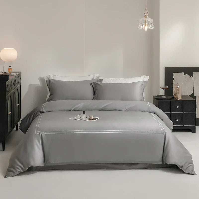 Afralia™ Luxury Solid Color Hotel Style Bedding Set with Egyptian Cotton Softness