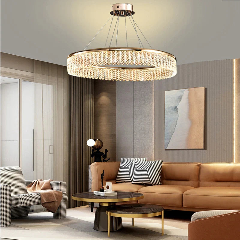 Afralia™ Luxury Rhombus Crystal LED Chandelier for Living Room