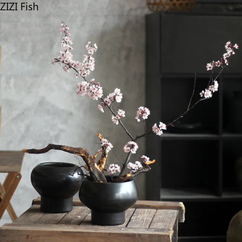 Ceramic Floral Vase Set Afralia™ Aesthetic Desk Decor Minimalist Room Flowers Arrangement